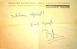 Handschrift Fritz Wunderlich
